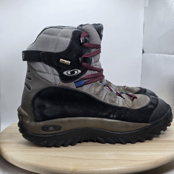 Salomon Goretex Winter Snow Boots Mens 9 Black/Brown - Picture 3 of 9